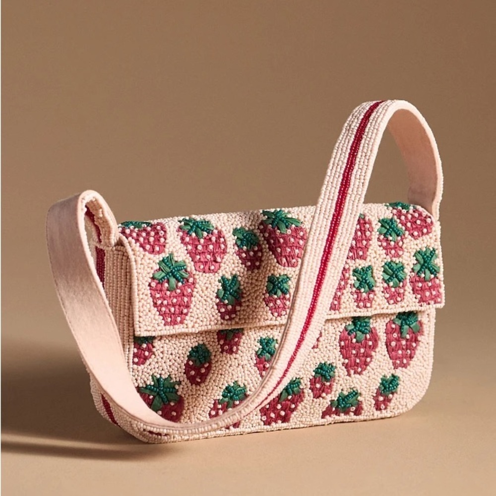 Anthropologie Strawberry Fields Beaded Fiona Bag